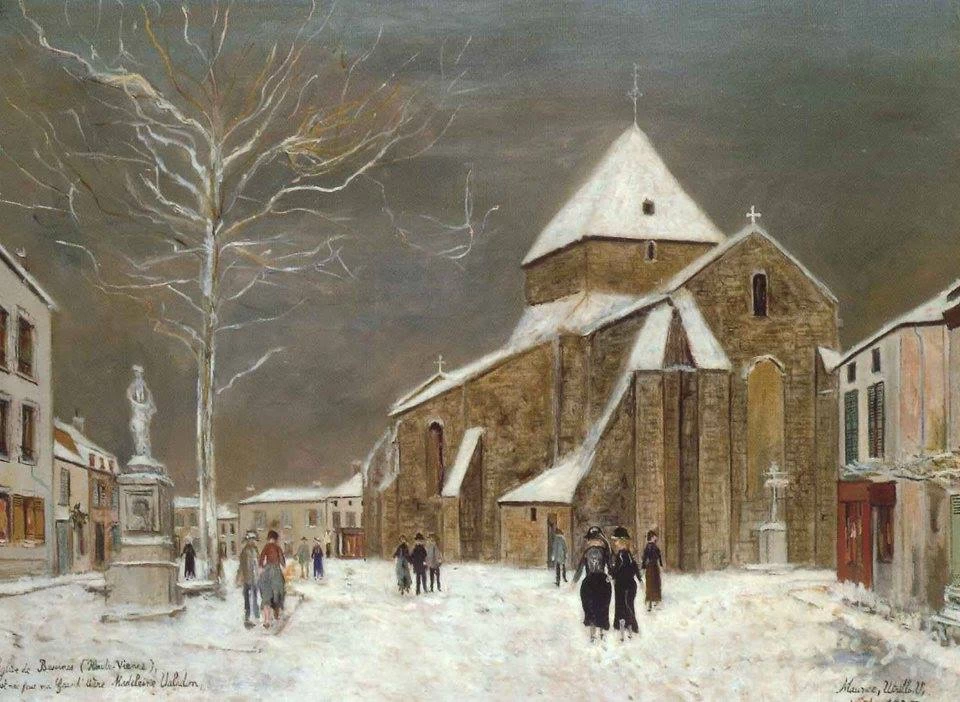 Chiesa di Bessines sotto la neve, 1927